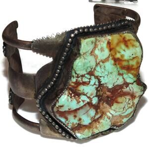 Vintage Robert Begays Cuff Bracelet Native Navajo Sterling Silver Turquoise